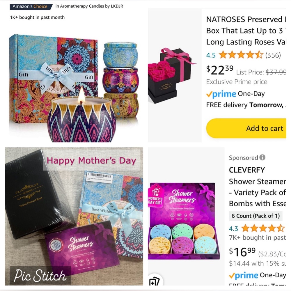 Self Care Spa Set: Preserved Roses,Shower Bomb Steamers,Candles;Bday-Anniversary
